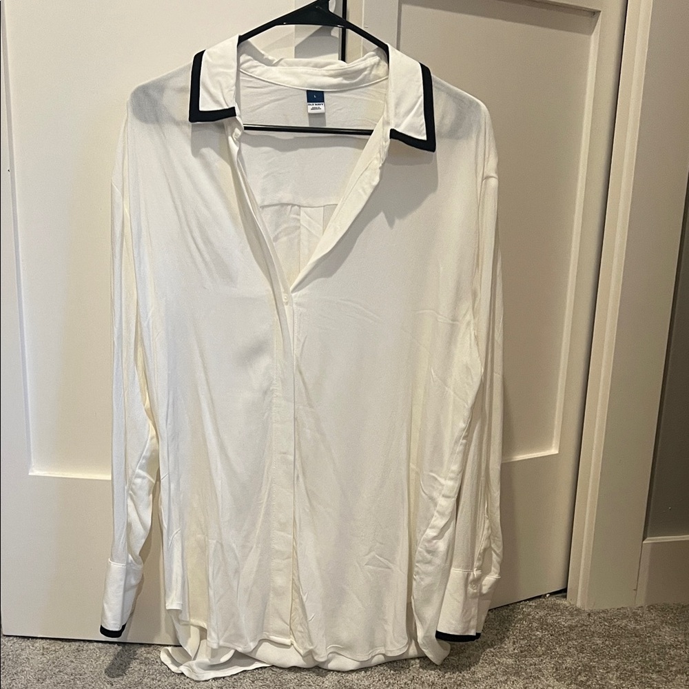 Old Navy Cream Shirt with Black Collar